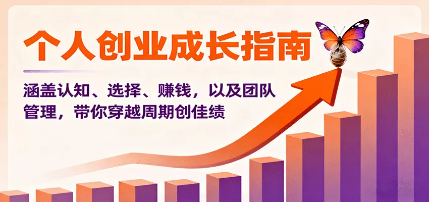 个人创业成长指南：涵盖认知、选择、赚钱，以及团队管理，带你穿越周期创佳绩 - 网创在线
