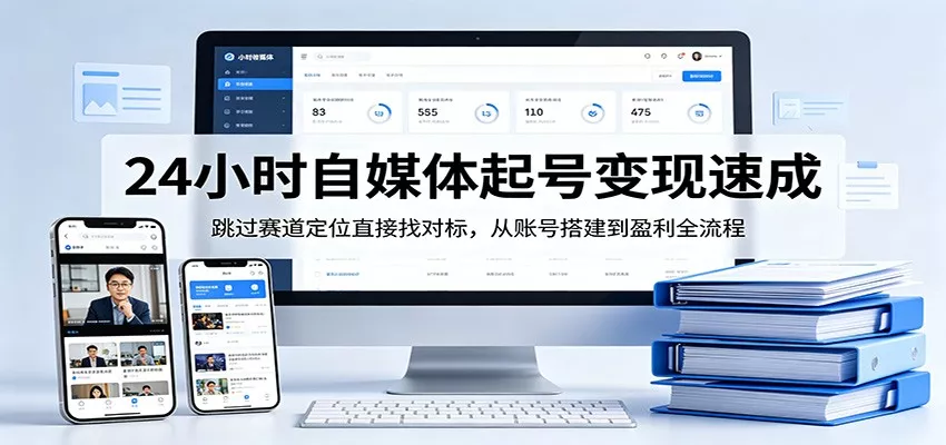 24小时自媒体起号变现速成，跳过赛道定位直接找对标，从账号搭建到盈利全流程 - 网创在线
