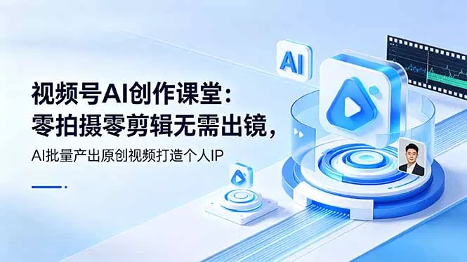 视频号AI创作课堂：零拍摄零剪辑无需出镜，AI批量产出原创视频打造个人IP - 网创在线