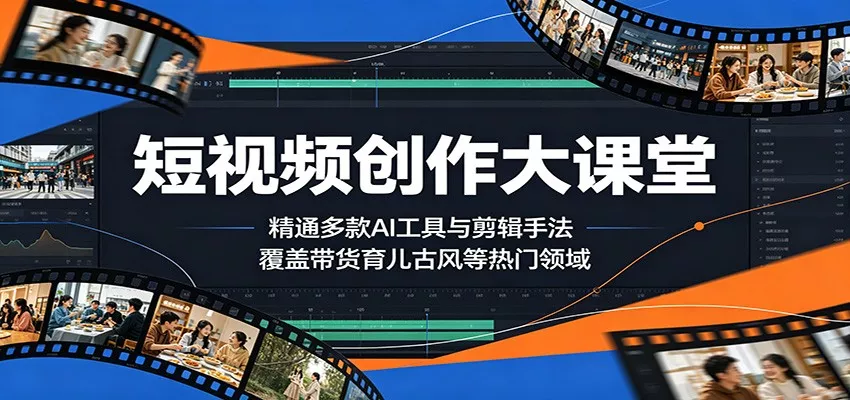 短视频创作大课堂：精通多款AI工具与剪辑手法，覆盖带货、育儿、古风等热门领域 - 网创在线