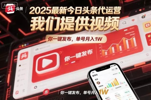2025最新今日头条代运营，我们提供视频，你一键发布，单号月入1W【揭秘】 - 网创在线