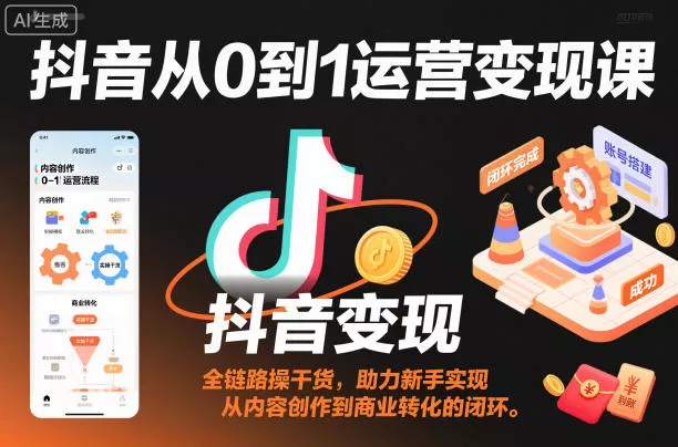 抖音从0到1运营变现课，全链路实操干货，助力新手实现从内容创作到商业转化的闭环 - 网创在线