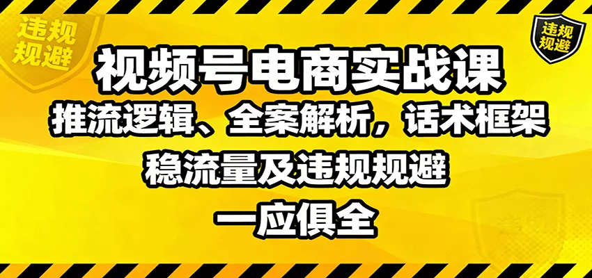 视频号电商实战课：推流逻辑、全案解析，话术框架，稳流量及违规规避等 - 网创在线