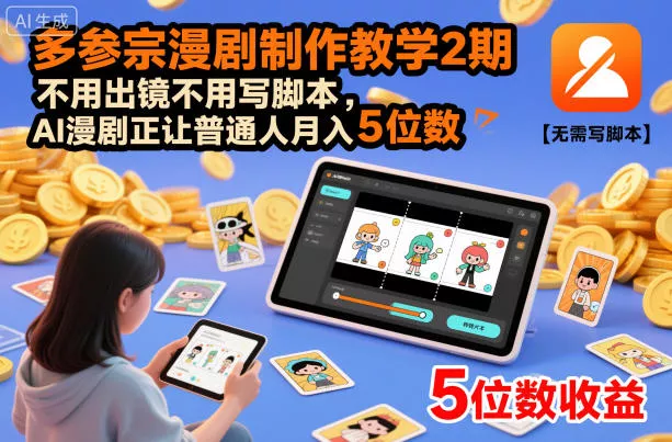 多参宗漫剧制作教学2期，不用出镜不用写脚本，AI漫剧正让普通人月入5位数(更新) - 网创在线