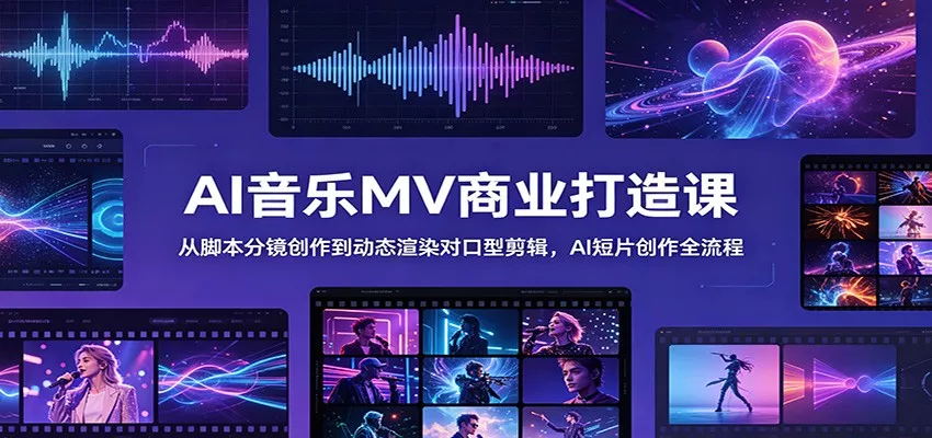 AI音乐MV商业打造课：从脚本分镜创作到动态渲染对口型剪辑，AI短片创作全流程 - 网创在线