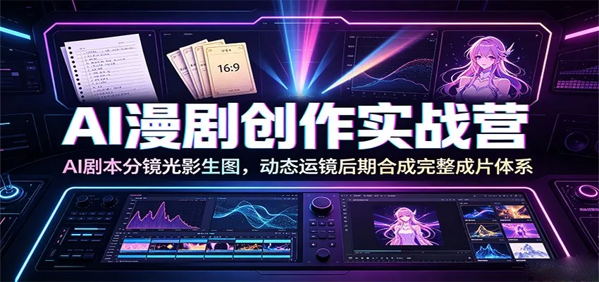 AI漫剧创作实战营：AI剧本分镜光影生图，动态运镜后期合成完整成片体系 - 网创在线