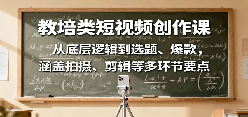 教培类短视频创作课：从底层逻辑到选题、爆款，涵盖拍摄、剪辑等多环节要点 - 网创在线