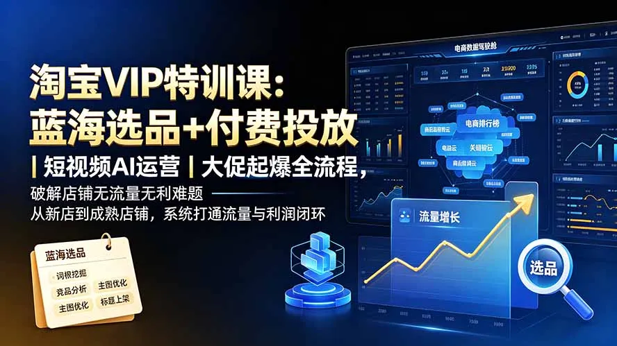 淘宝VIP特训课-更新:蓝海选品+付费投放|短视频AI运营|大促起爆全流程,破解店铺无流量无利润难题 - 网创在线