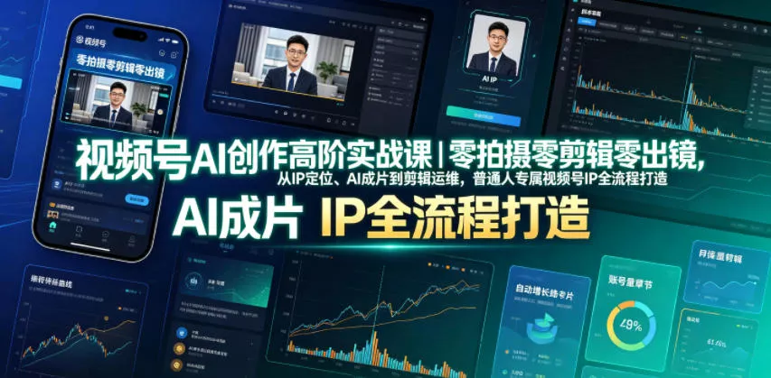 视频号AI创作高阶实战课｜零拍摄零剪辑零出镜，从IP定位、AI成片到剪辑运维，普通人专属视频号IP全流程打造 - 网创在线