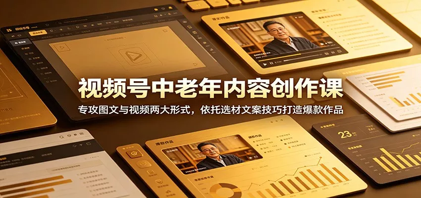 视频号中老年内容创作课：专攻图文与视频两大形式，依托选材文案技巧打造爆款作品 - 网创在线