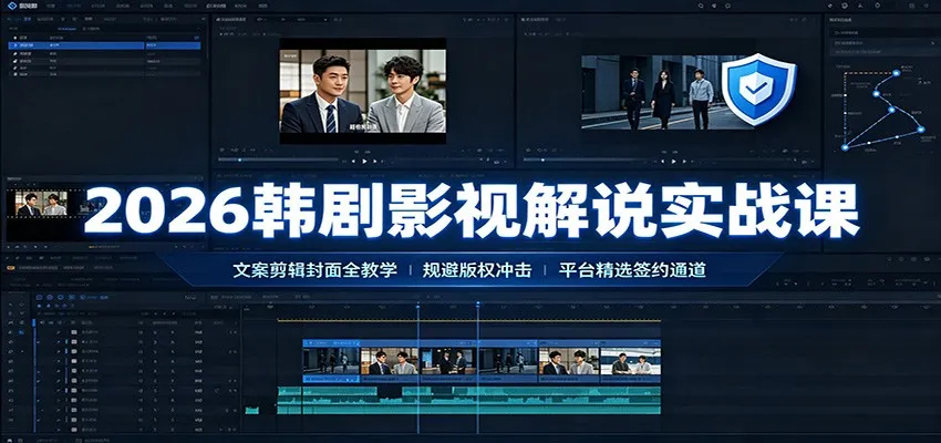 2026韩剧影视解说实战课:文案剪辑封面全教学,规避版权冲击平台精选签约通道 - 网创在线