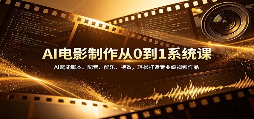 AI电影制作从0到1系统课：AI赋能脚本、配音、配乐、特效，轻松打造专业级视频作品 - 网创在线