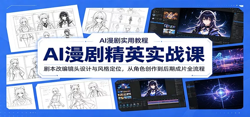 AI漫剧精英实战课：剧本改编镜头设计与风格定位，从角色创作到后期成片全流程 - 网创在线