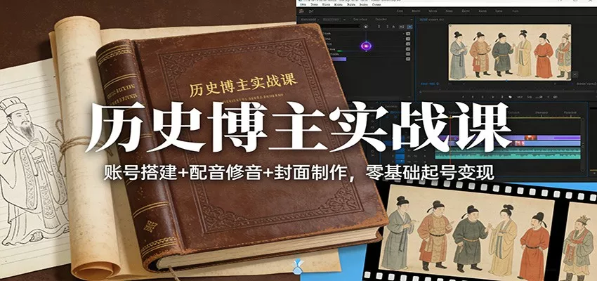 历史博主实战课：账号搭建+配音修音+封面制作，零基础起号变现 - 网创在线