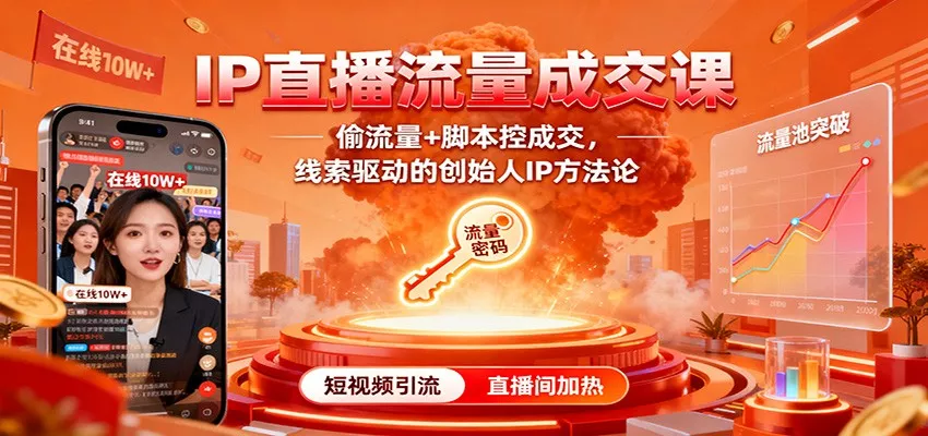 IP直播流量成交课：偷流量+脚本控成交，线索驱动的创始人IP方法论 - 网创在线
