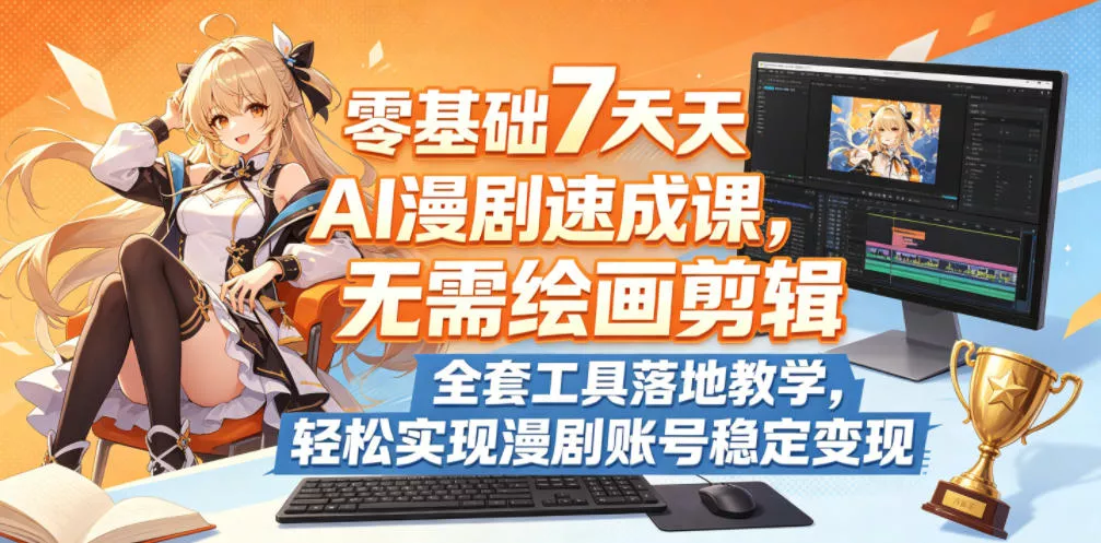 零基础7天AI漫剧速成课，无需绘画剪辑，全套工具落地教学，轻松实现漫剧账号稳定变现 - 网创在线