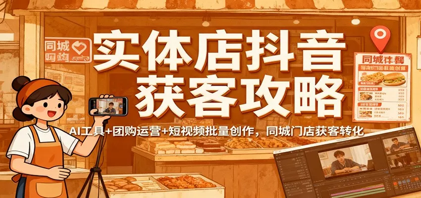 实体店抖音获客攻略：AI工具+团购运营+短视频批量创作，同城门店获客转化 - 网创在线