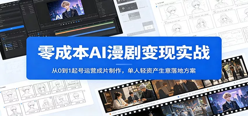 零成本AI漫剧变现实战：从0到1起号运营成片制作，单人轻资产生意落地方案 - 网创在线
