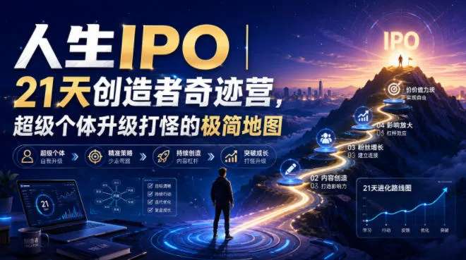 人生IPO︱21天创造者奇迹营，超级个体升级打怪的极简地图 - 网创在线