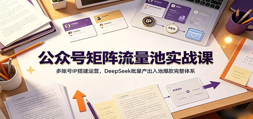 公众号矩阵流量池实战课：多账号IP搭建运营，DeepSeek批量产出入池爆款完整体系 - 网创在线