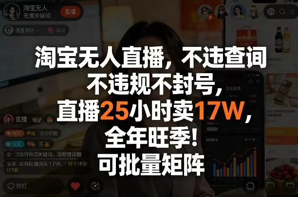 淘宝无人直播，不违规不封号，直播25小时卖17W，全年旺季！可批量矩阵【揭秘】 - 网创在线