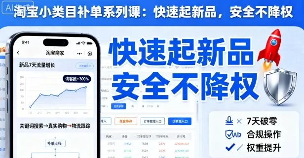 淘宝小类目补单系列课，快速起新品，安全不降权 - 网创在线