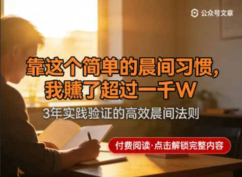 某公众号付费文章：靠这个简单的晨间习惯，我賺了超过一千W - 网创在线