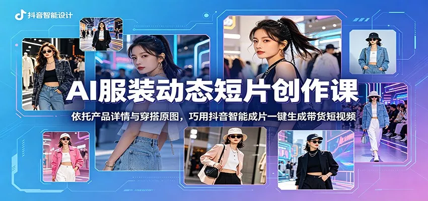 AI服装动态短片创作课：依托产品详情与穿搭原图，巧用抖音智能成片一键生成带货短视频 - 网创在线
