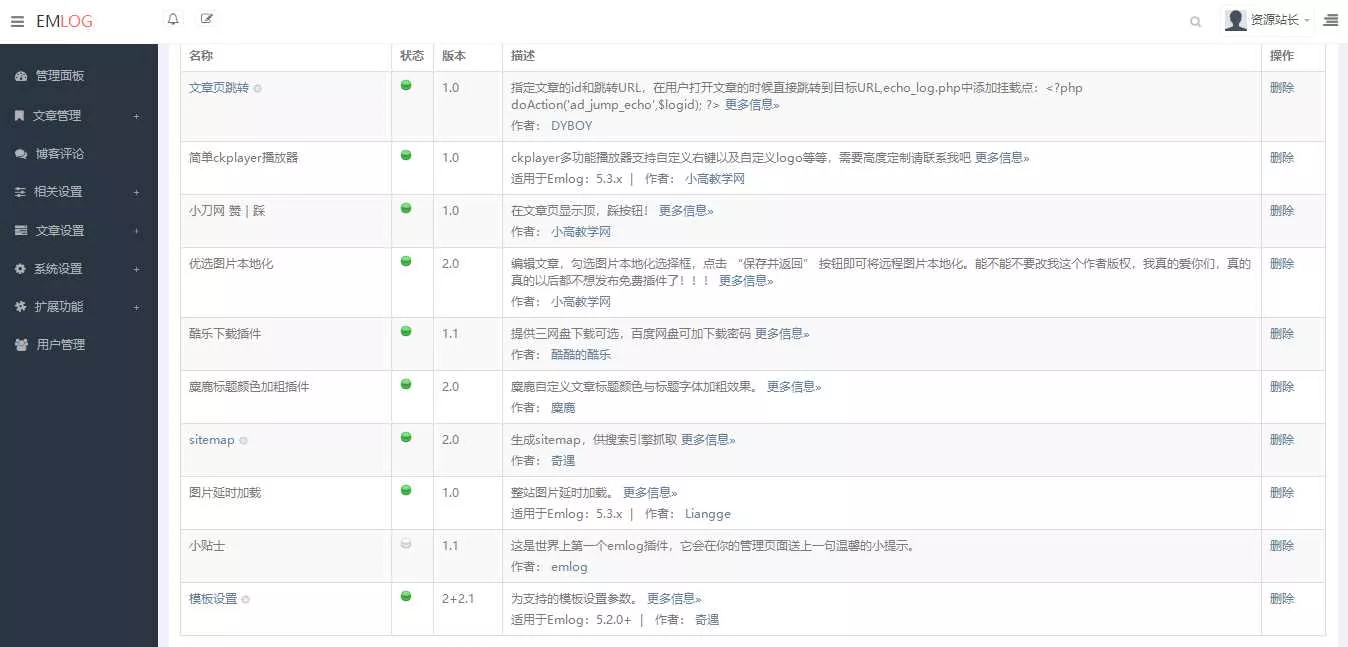 Emlog麋鹿资源网站长二开整站数据带9条采集规则 - 网创在线