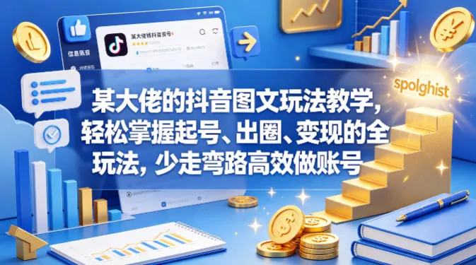 某大佬的抖音图文玩法教学，轻松掌握起号、出圈、变现的全套玩法，少走弯路高效做账号 - 网创在线