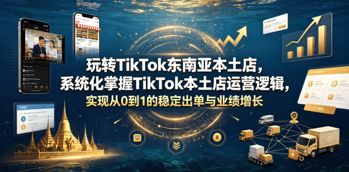 玩转TikTok东南亚本土店，系统化掌握TikTok本土店运营逻辑，实现从0到1的稳定出单与业绩增长 - 网创在线