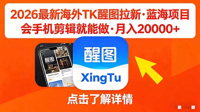 26年最新海外Tk醒图拉新，蓝海项目，会手机剪辑就可以做，月入20000＋ - 网创在线