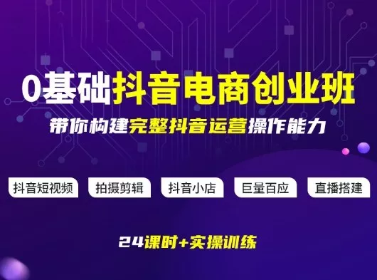 某电商学院0基础抖音电商创业班，带你构建完整抖音运营操作能力 - 网创在线