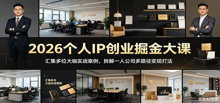 2026个人IP创业掘金大课：汇集多位大咖实战案例，拆解一人公司多路径变现打法 - 网创在线