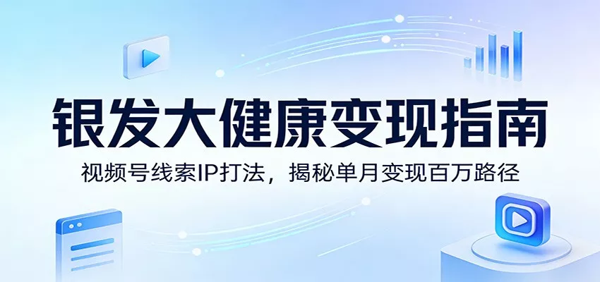 银发大健康变现指南：视频号线索IP打法，揭秘单月变现百万路径 - 网创在线