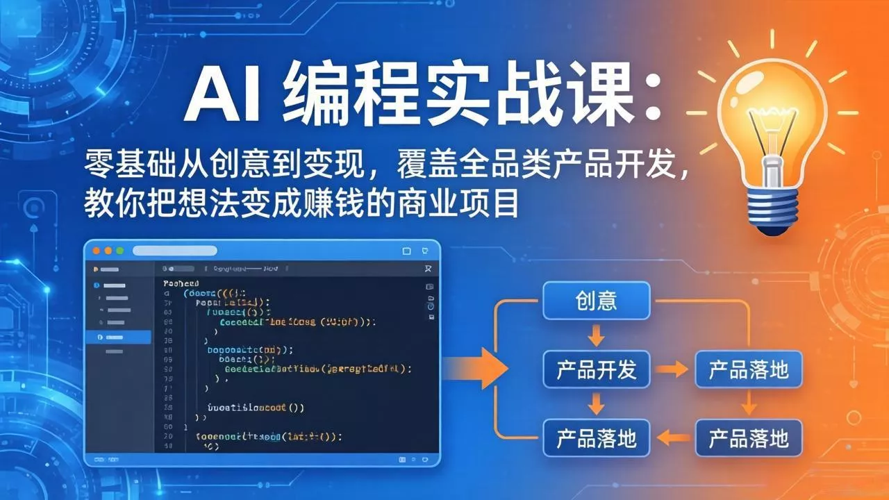 AI编程实战课-第三期:零基础从创意到变现,覆盖全品类产品开发,把想法变成赚钱的商业项目 AI编程实战课-第三期:零基础从创意到变现,覆盖全品类产品开发,把想法变成赚钱的商业项目