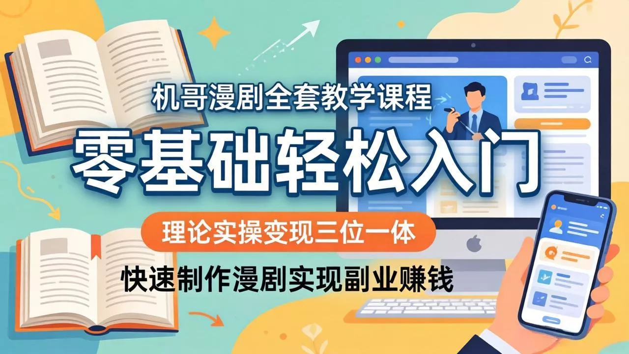 机哥漫剧全套教学课程，理论实操变现三位一体，零基础轻松入门，快速制作漫剧实现副业赚钱 - 网创在线