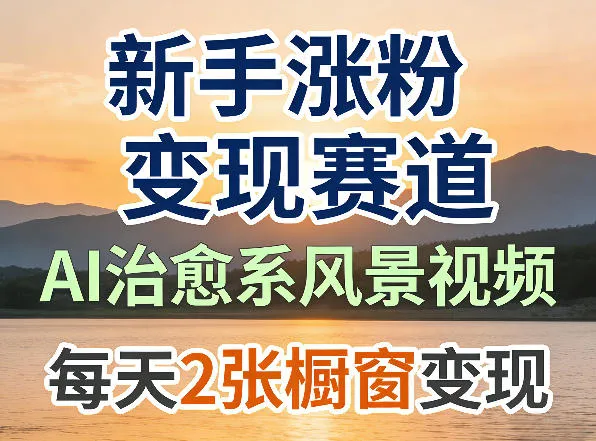 AI治愈系风景视频，新手涨粉变现赛道，橱窗变现每天2张，副业必备 - 网创在线