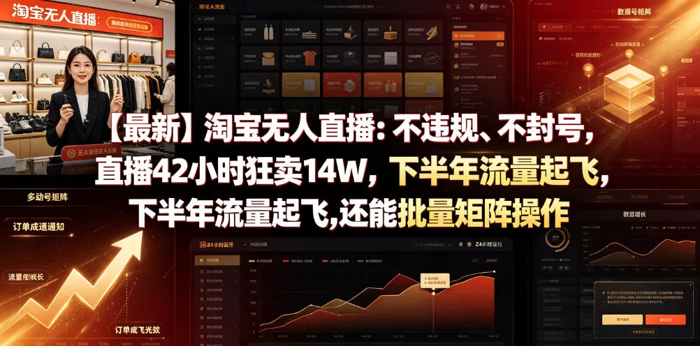 【最新】淘宝无人直播：不违规、不封号，直播42小时狂卖14W，下半年流量起飞，还能批量矩阵操作【揭秘】 - 网创在线