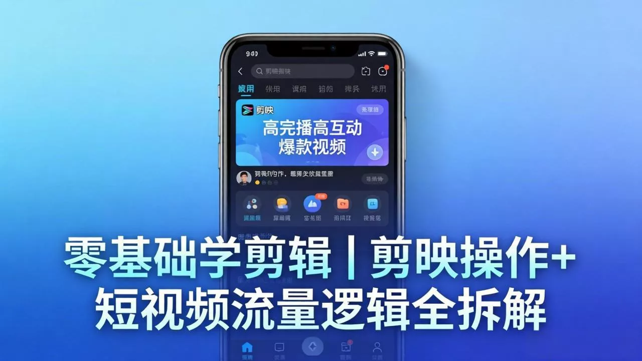 【零基础学剪辑】剪映操作+短视频流量逻辑全拆解｜手把手教你剪出高完播高互动爆款视频 - 网创在线