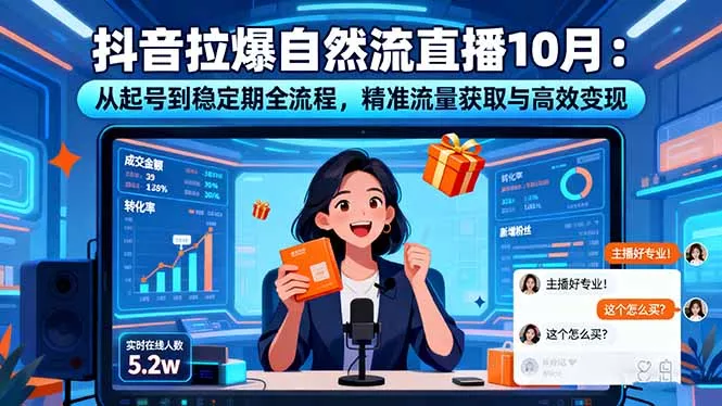 抖音拉爆自然流直播10月：从起号到稳定期全流程，精准流量获取与高效变现 - 网创在线