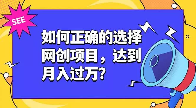如何正确的选择网创项目，达到月入过万？，本课程教你正确选择项目。 - 网创在线