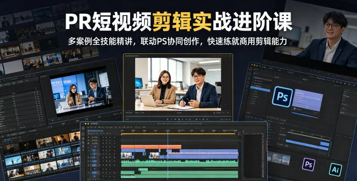 PR短视频剪辑实战进阶课，多案例全技能精讲，联动PS协同创作，快速练就商用剪辑能力 - 网创在线