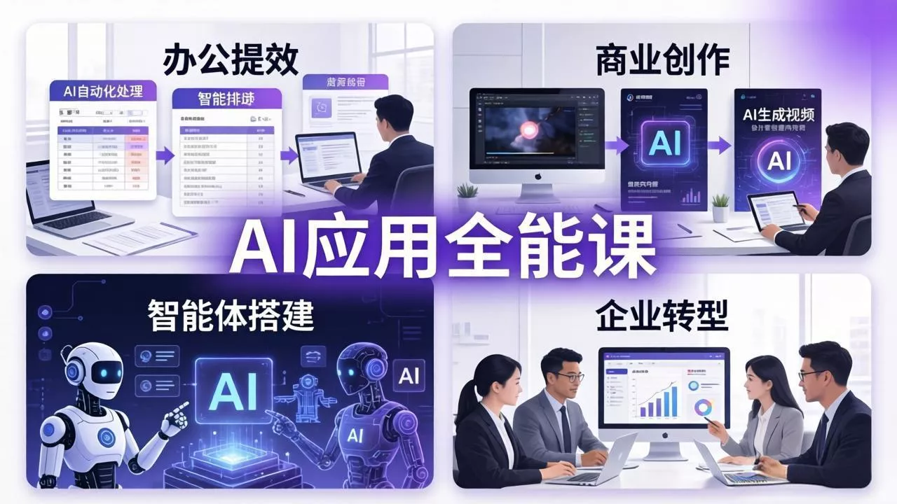 AIGC 应用师全能课-更新：办公提效、商业创作、智能体搭建、企业转型，一站式学会AI应用 - 网创在线
