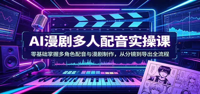 AI漫剧多人配音实操课：零基础掌握多角色配音与漫剧制作，从分镜到导出全流程 - 网创在线