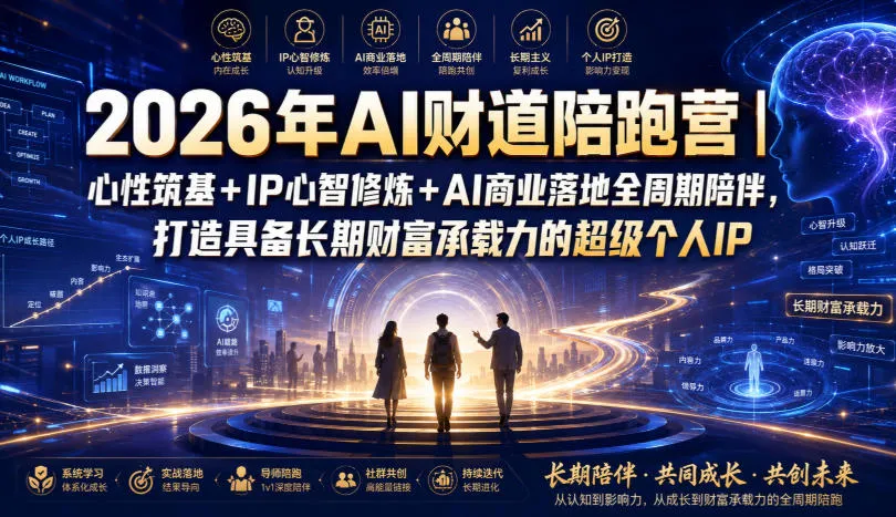 2026年AI财道陪跑营｜心性筑基+IP心智修炼+AI商业落地全周期陪伴，打造具备长期财富承载力的超级个人IP - 网创在线