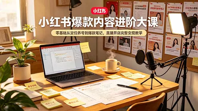 小红书爆款内容进阶大课，零基础从定位养号到爆款笔记，直播开店完整变现教学 - 网创在线