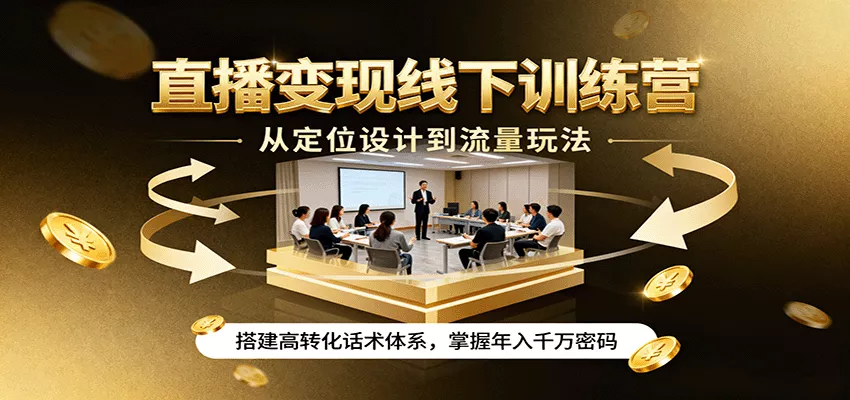 直播变现线下训练营，从定位设计到流量玩法，搭建高转化话术体系，掌握年入千万密码 - 网创在线