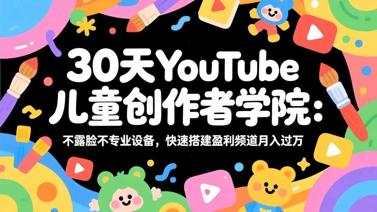 30天YouTube儿童创作者学院：不露脸不专业设备，快速搭建盈利频道月入过万 - 网创在线