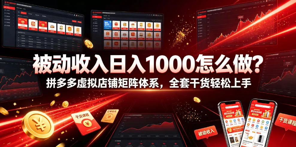 被动收入日入1000怎么做？拼多多虚拟店铺矩阵体系，全套干货轻松上手【揭秘】 - 网创在线